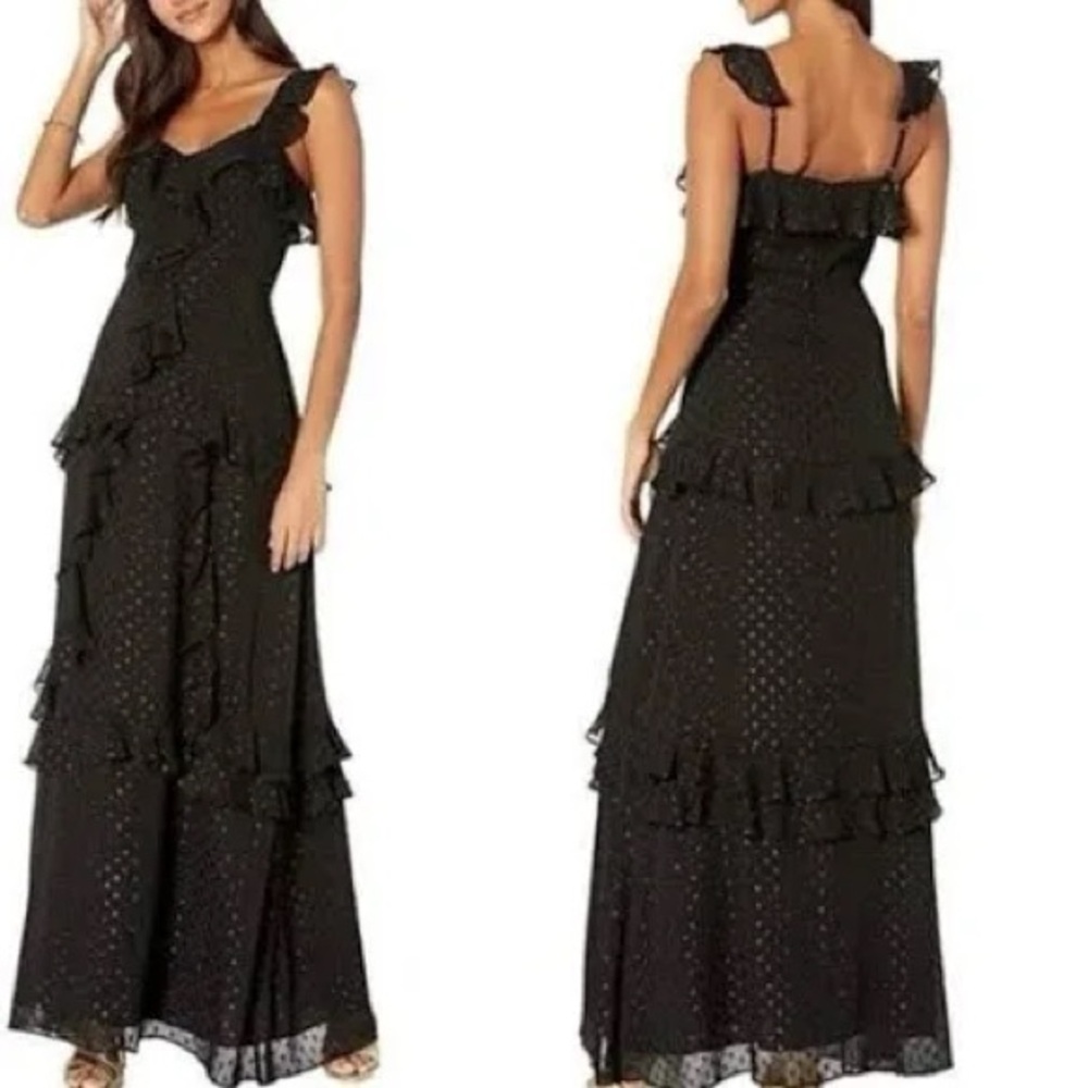 NWT size 10 Lilly Pulitzer Riland Maxi dress in onyx Moroccan metallic